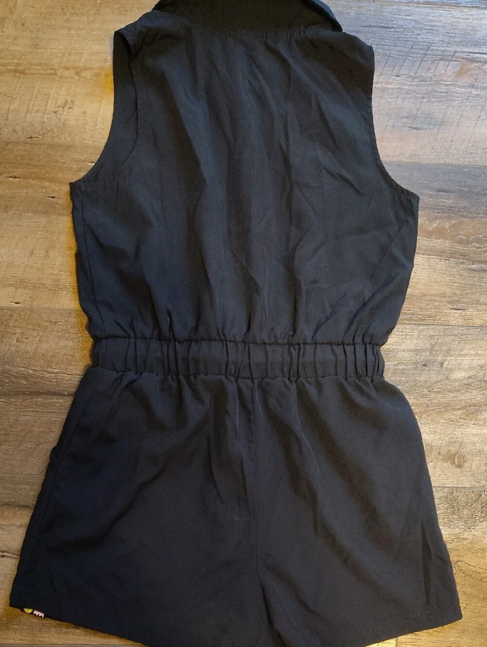 Justice Pac Man Girl's Black Sleeveless Zip-Front Romper with Yellow Accents LG